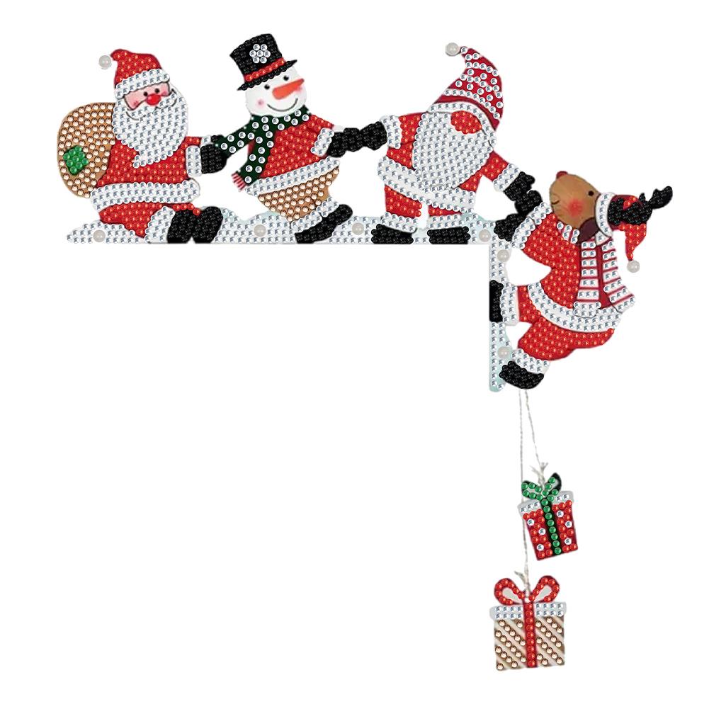 Сделай сам Рождественские подвески на углы дверей в технике алмазной мозаики, Набор для алмазной живописи, Подвесной декор для дверной рамы, Декоративный ПВХ кулон для двери для домашнего интерьера