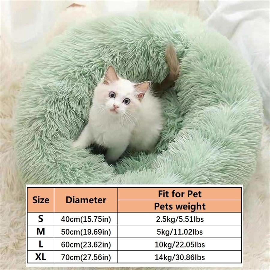 Soft Cat Bed Donut Round Warm Plush Dog Bed Washable for Small Medium Dogs Cats Pet Sleeping Mat