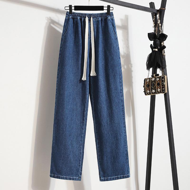 DIMANAF 2022 летние джинсы, длинные брюки, женские эластичные базовые брюки, свободные повседневные джинсовые синие широкие брюки, повседневные брюки, брюки больших размеров