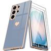 Coque Silicone - BOOLING - pour Samsung Galaxy S26 Ultra - Anti-Rayure Motif Cœur - 2 Vitres - Bleu