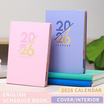 Планировщик-дневник на 2026 год на каждый день - Мягкая обложка A5 Дневник 2026 года с временем Годовой календарь 2026-2027 Множество функциональных страниц Книги для записи встреч для работы и учебы
