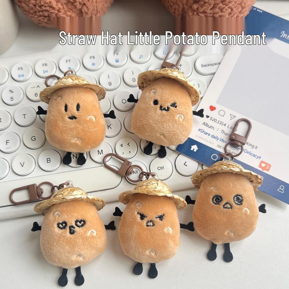 Мультяшная картофельная кукла Брелок: Милый кулон-соломенная шляпка с карабином