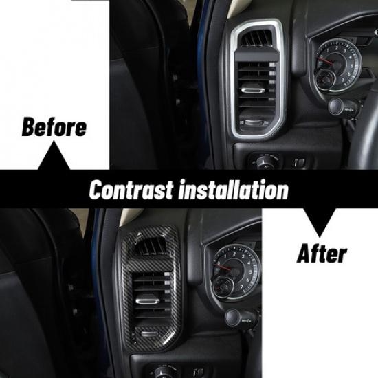Carbon Fiber Console Side Air Condition Vent Outlet Decor For Dodge Ram 1500 18+