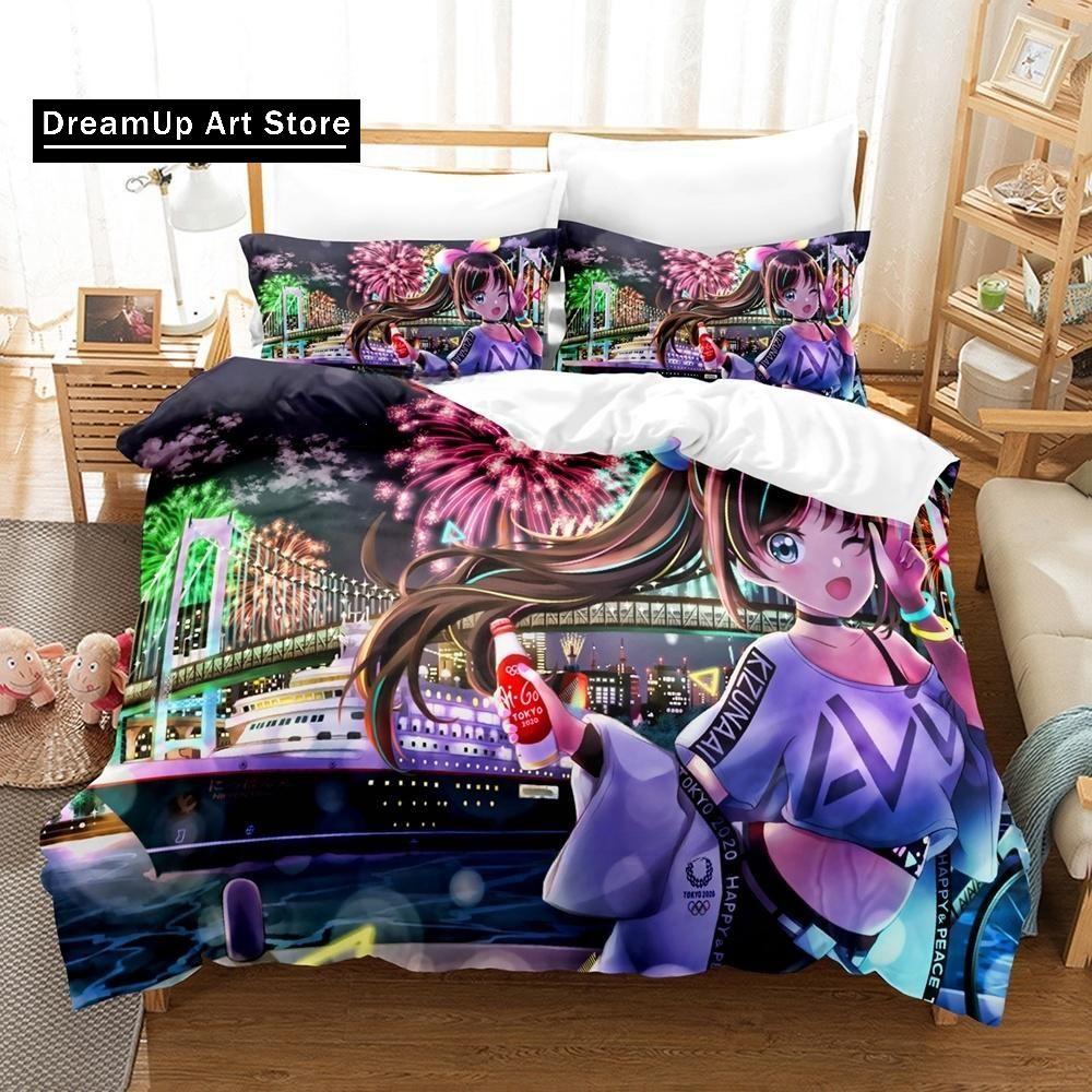 3D-печать аниме Kawaii Girls Kizuna AI Постельное белье Single Twin Full Queen King Size Bed Set Adult Kid Bedroom Duvet cover Sets