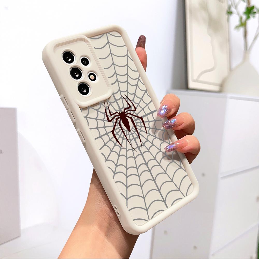 Fashion Grey Spider Web Square Ladder Silicone Phone Case for iPhone Samsung Galaxy Xiaomi Redmi POCO HUAWEI Honor Shockproof Protection Rubber Cover