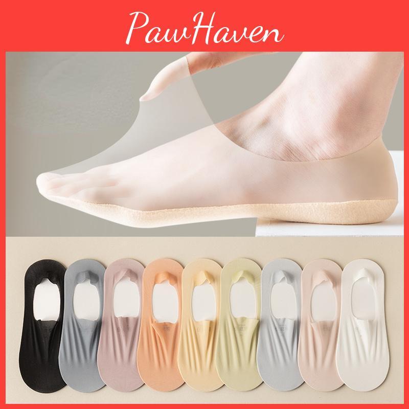 Summer Invisible Silicone 5pairs Antislip Socks No Show Ultrathin Breathable Sock Solid Color Ice Silk Low Cut Boat Socks