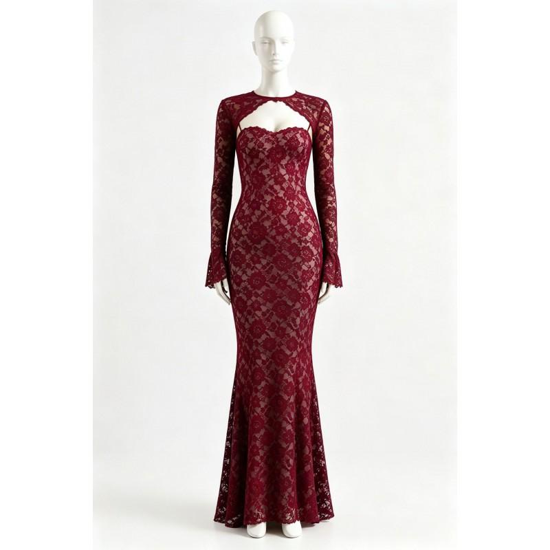 Womens Lace Long Sleeve Camisole High Waist Bodycon Maxi Dress Set V-Neck Floral Print Outfit