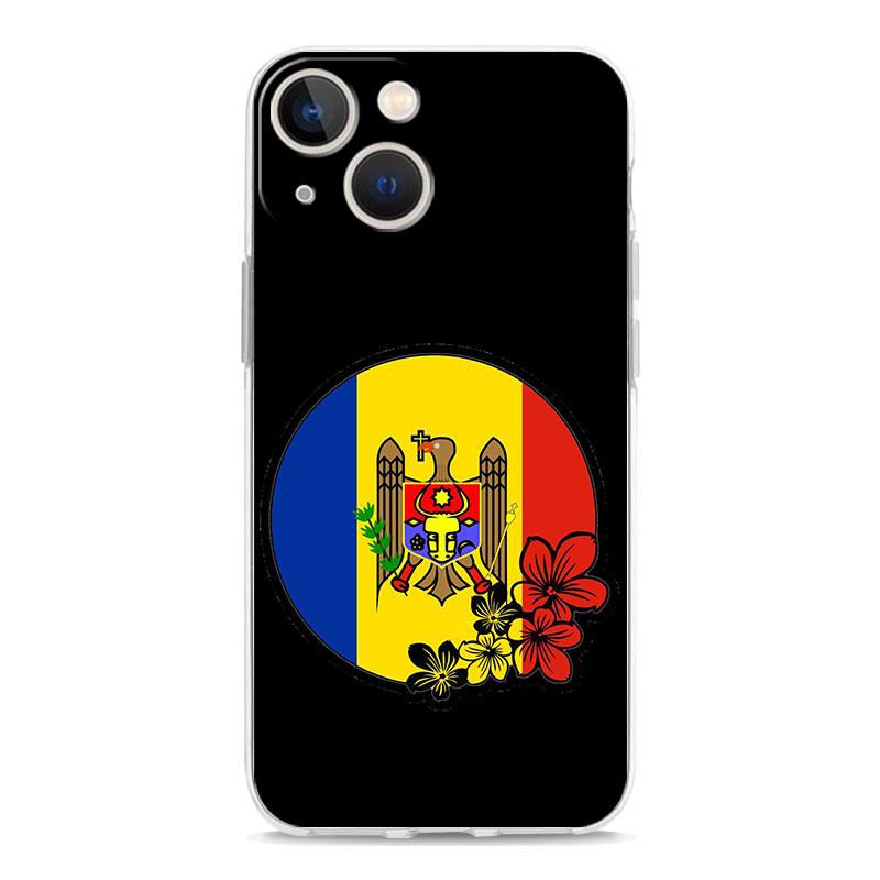 Чехол для телефона iPhone 17 Air Cases iPhone 16 15 12 13 14 Pro Max SE 7 8 Plus iPhone11 Прозрачный Мягкий Чехол Флаг Молдовы