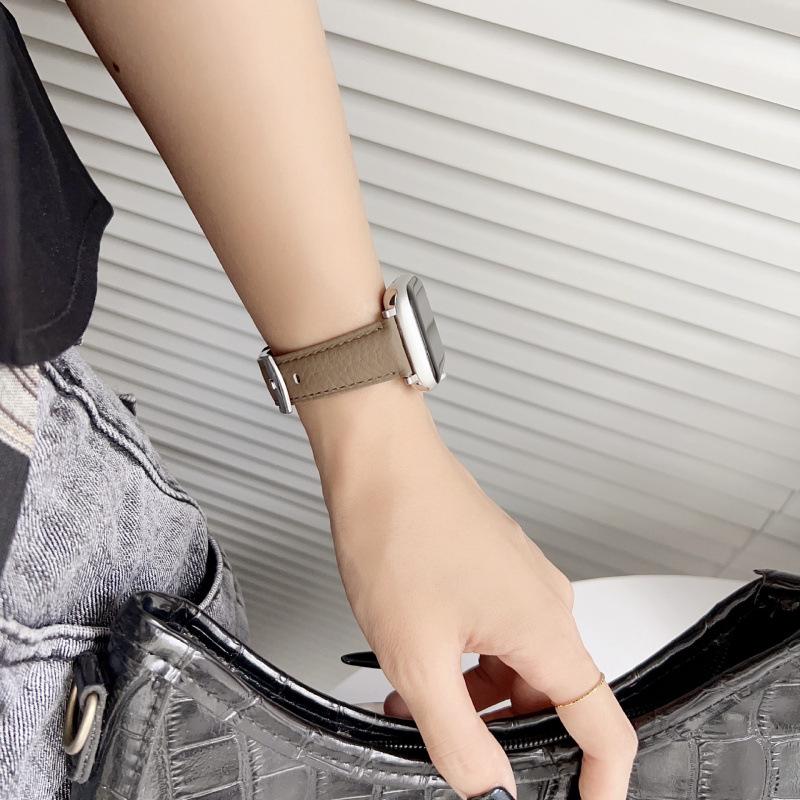 Совместимый кожаный ремешок для Apple Watch S10 - Узор личи, iWatch 9876, SE, Ultra