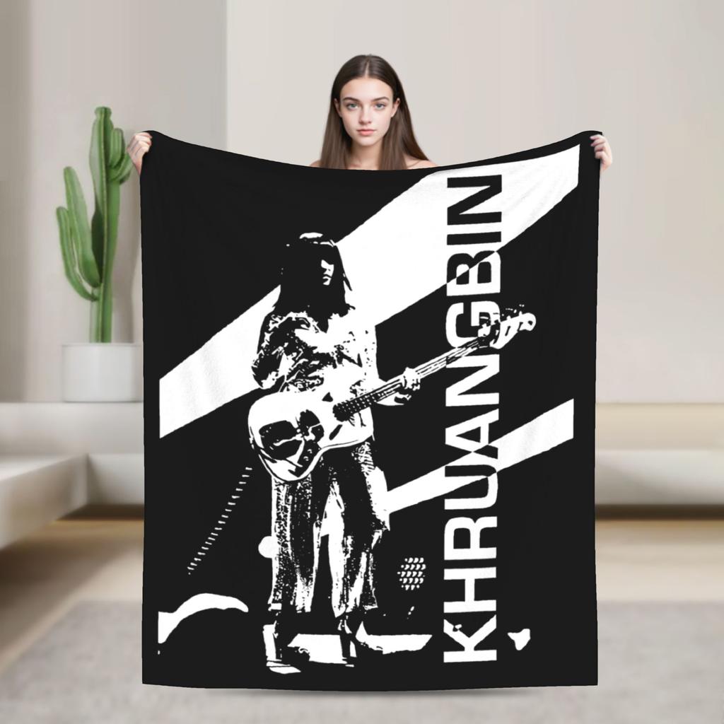 Khruangbin Abstract Mode Flannel Fashion Blanket Rock Band Funny Throw Fashion Blanket for Bedspreads 125*100cm Super Soft