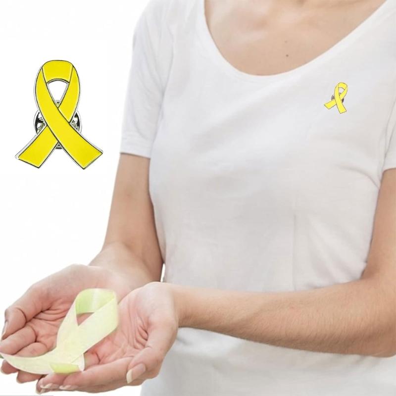 Набор из 10 значков-брошей с желтой лентой, значки осведомленности о здоровье, стильные значки осведомленности о борьбе с насилием, нагрудные значки, значки для одежды