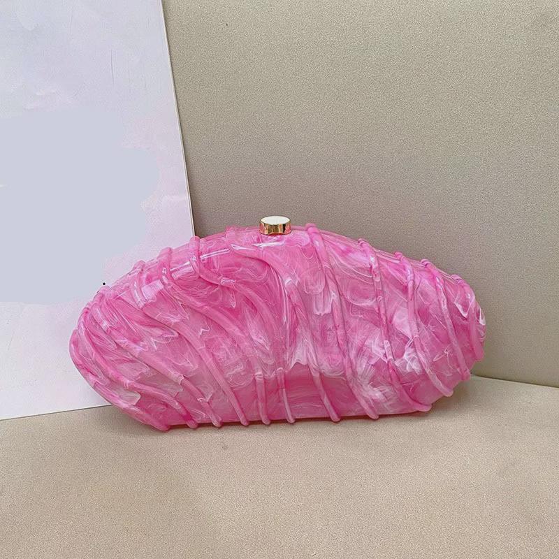 Acrylic Stone Pattern Striped Chain Clutch: Elegant Evening and Messenger Bag for Women