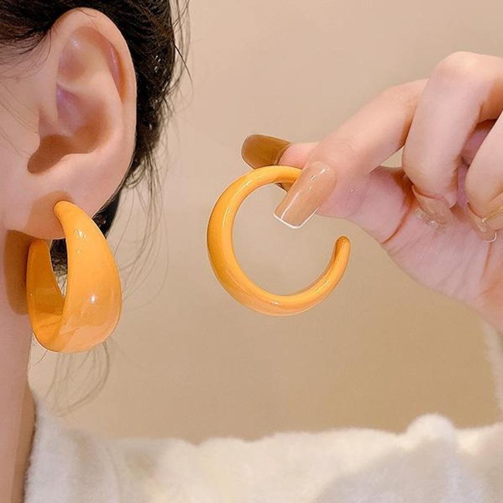 Women's Daily Orange Ivory Silver Needle Earrings