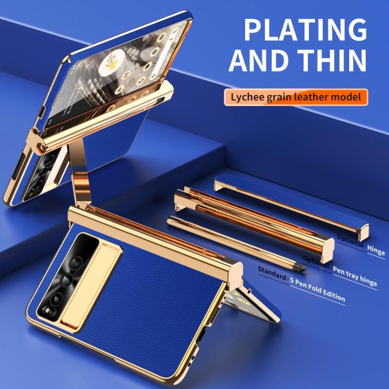 Pixel Fold Case Full Coverage Protective Cover With Dual Hinge Design Vegan Leather Finish Shockproof Kickstand