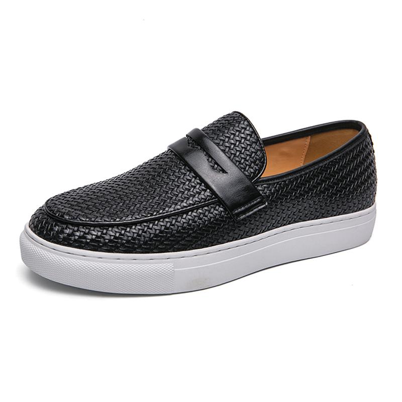 Модные мокасины Slip On, мужская обувь, мягкая повседневная кожаная обувь, мужские кроссовки, обувь с узором для вечеринок и плетением для мужчин, плоская подошва, бесплатно