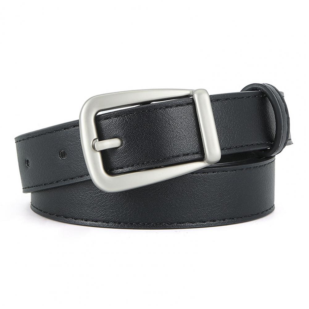 Women Belt Solid Color Pin Buckle Belt Multi Holes Adjustable Length Faux Leather Waistband Jeans Long Pants Belt