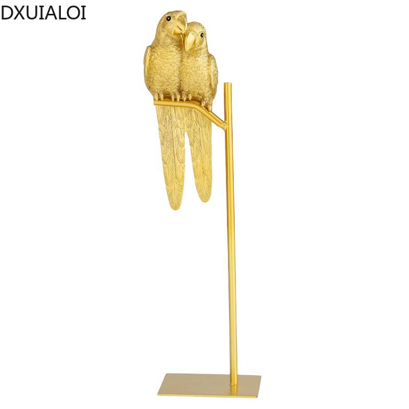 DXUIALOI Nordic Creative Simple Resin Crafts Couple Parrot Model TV Cabinet Living Room Desktop Decoration Home Decoration