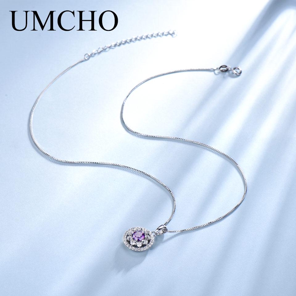 Umcho Ожерелье с подвеской из аметиста, драгоценный камень для девушки, подарок, изысканные ювелирные изделия