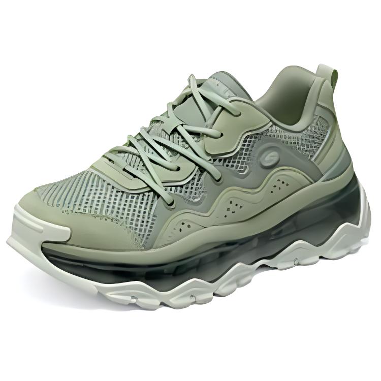 Skechers Уличная ткань Искусственная кожа Удобные Прочные Дышащие Впитывающие пот Низкие Папины кроссовки Женские кроссовки Зеленый 177935-SAGE
