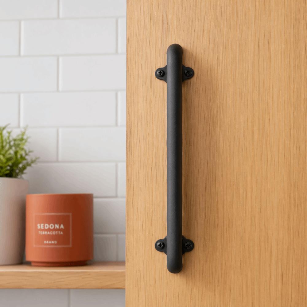 Black Cabinet Handle Wall Mount Grab Bar Durable Barn Door Handle Wooden Door