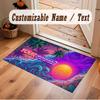 Mountain Landscape Theme Crystal Velvet Floor Rug Personalized Custom Name Text Warm Carpet Home Decoration