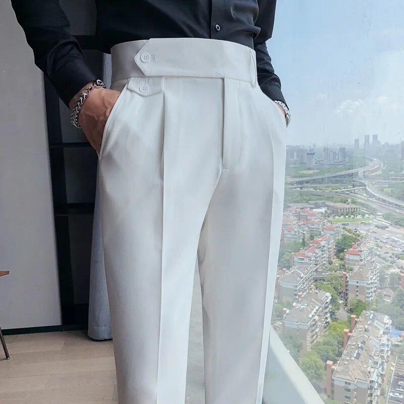 Spring Men's Suit Pants Fashion Business Casual Slim Dress Pants Men's Street Wear Social Formal Pantalon Clothing