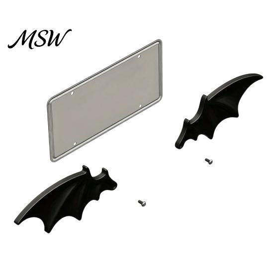 Front Rear Plate Decor 1 Pair Bat Wing License Decoration, Gothic Black Car Exterior Accessory for Vehicle Plates, Truck SUV Accessories