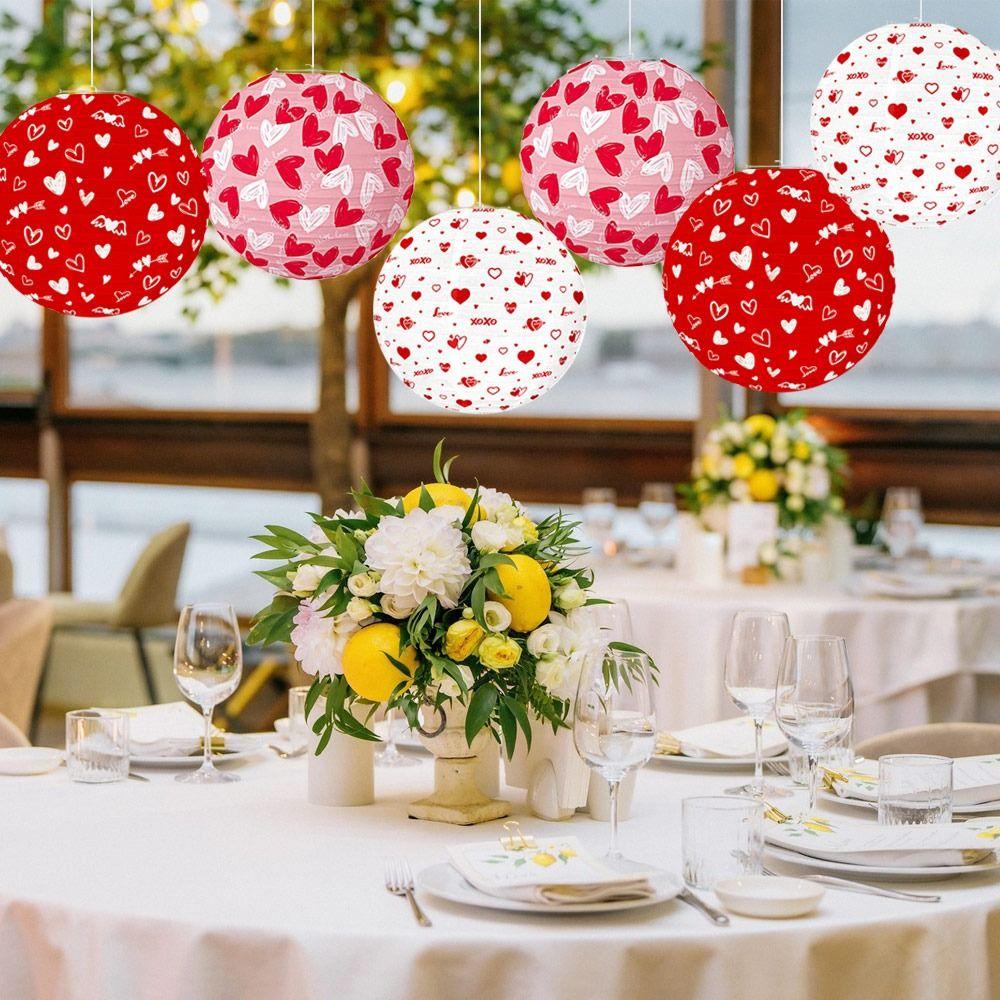 Folding Heart Paper Ball Paper Hanging Lantern Cartoon Valentine's Day Lanterns  Wedding Party