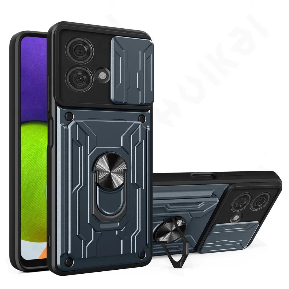 Kickstand Case for Motorola Moto G05 G15 G35 G55 G75 G85 5G Cover Card Pocket Ring Stand Holder Fundas Coque Capa
