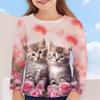 Autumn Children 's Clothing For Girls Animal Cat T Shirt Long Sleeve 3d Print Spring Kids 3-12 Years Clothes Cute Tee Tops
