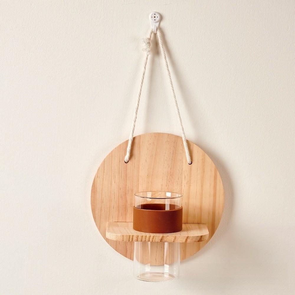 Wooden Wall Hanging Planter Holder Home Ornaments Hydroponic Planter Shelf  Hydroponics
