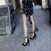 Spring Korean Version of Fine Heel Temperament Roman Strap High Heels Women's 2025 New Niche Pointed Head Bag Head Fashion Single Shoes