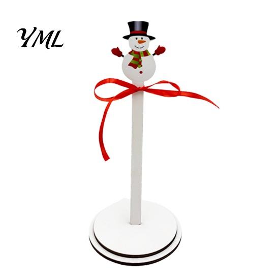 Cute Holiday Paper Rack Christmas Wooden Towel Holder, 2D Roll Dispenser with Snowman Festive Table Centerpiece Santa Patterns, Decorative Tissue
