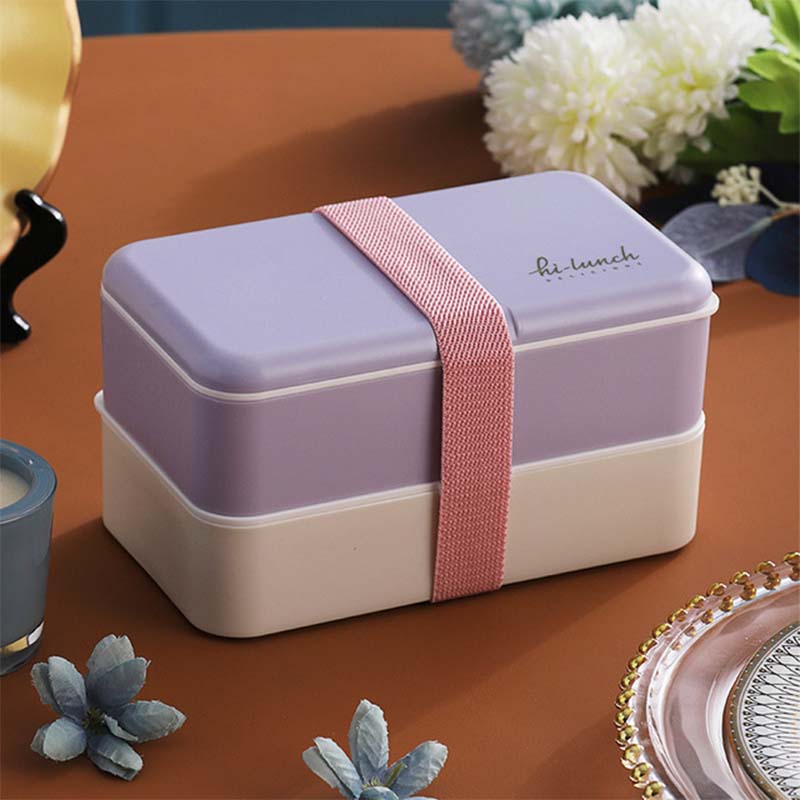 Двухслойный ланч-бокс, портативный бенто-бокс, герметичный, не протекающий, для школьников, офисных работников, контейнер для микроволновой печи, коробка для хранения продуктов