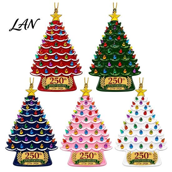 Hanging Pendant for Tree 250 Anniversary USA Christmas Ornament, 1776-2026 2D Acrylic Window Years America Decoration Patriotic Home Decor Ornaments