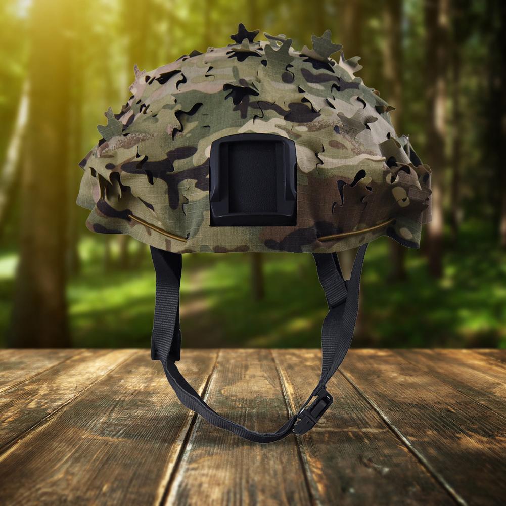 Tactical Helmet Cover Camo Helmet Cover 3D Breathable Mesh Helmet Cover Leaf Shape Adjustable Helmet Accessories