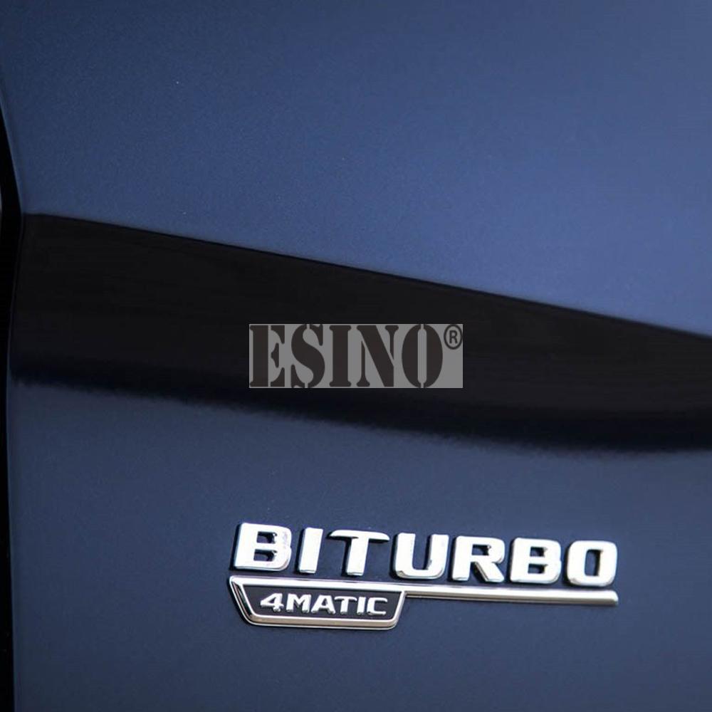 2 x 3D Biturbo 4Matic 4Matic+ Car Trunk ABS Emblem Rear Body Tailgate Fender Adhesive Badge for Mercedes Benz 2017 - 2021