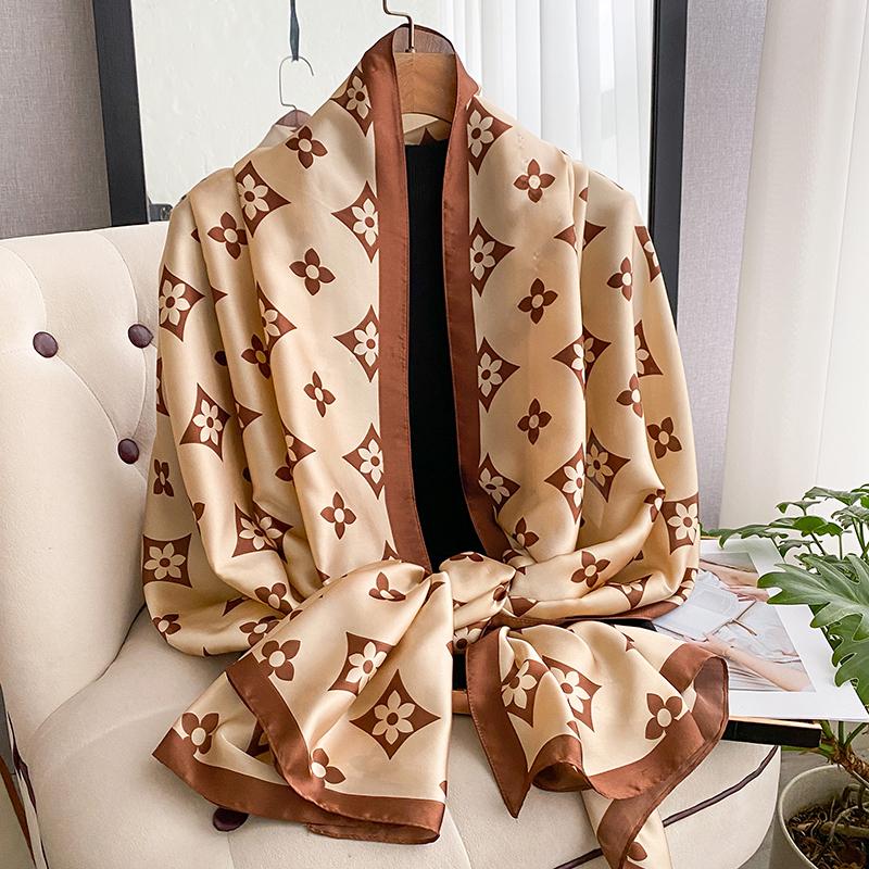 Soft Cotton Linen Printed Large Scarf Women'S Spring Autumn Winter Neck Warmer Skin-Friendly Versatile Stylish Shawl