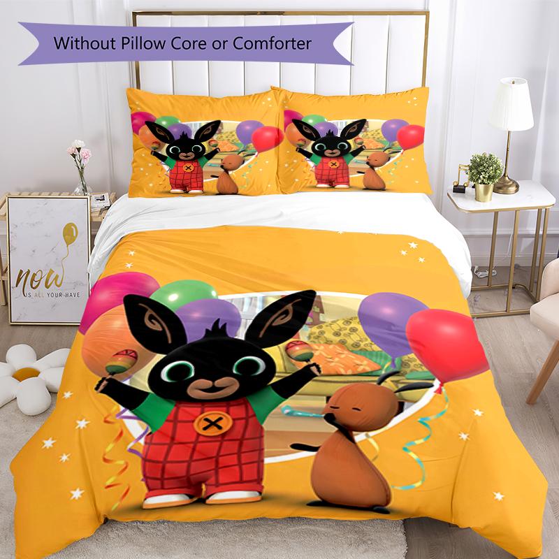 3pcs Bing pattern bedding set duvet cover set includes duvet cover &pillowcases, perfect all season bedroom decoration & gift