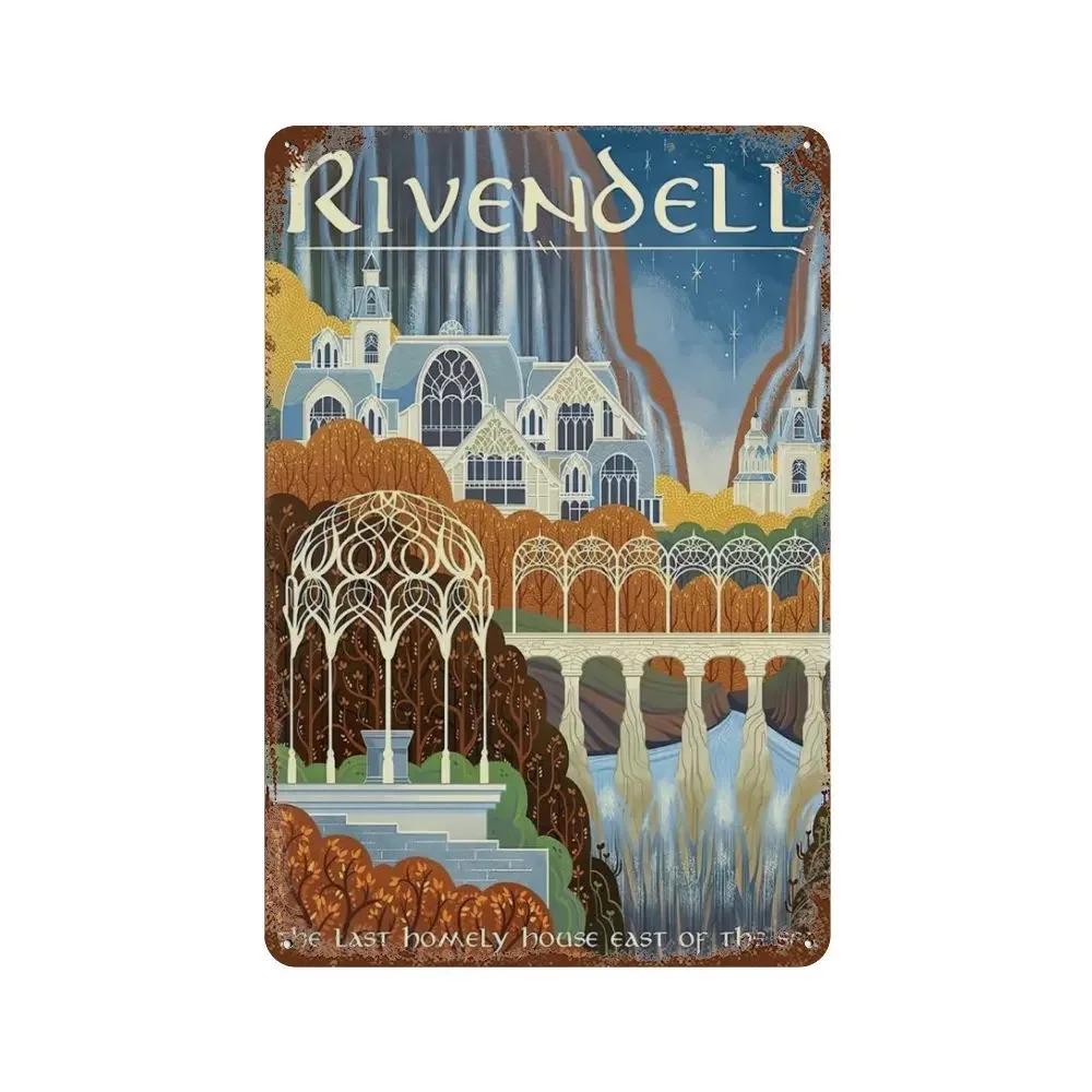 Abstract Ring Art Retro Travel Poster Metal Tin Sign Plaque Vintage Film Mordor Castle Lord Magic Wall Kid Bed Room Home Deco
