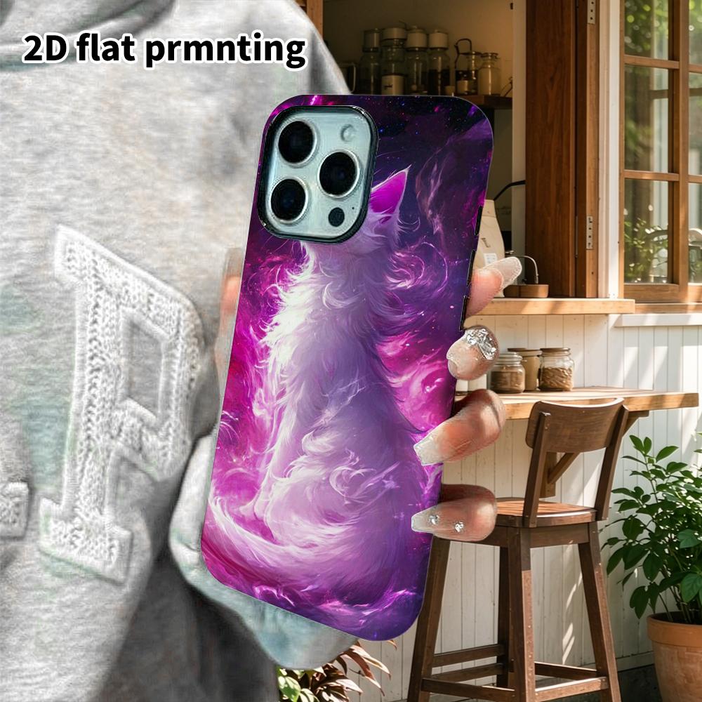 Phone Case: 2D flat suitable for iPhone 18 17 16 15 14 13 Pro film protective case, couple style, starry sky magic white cat, Christmas and Halloween