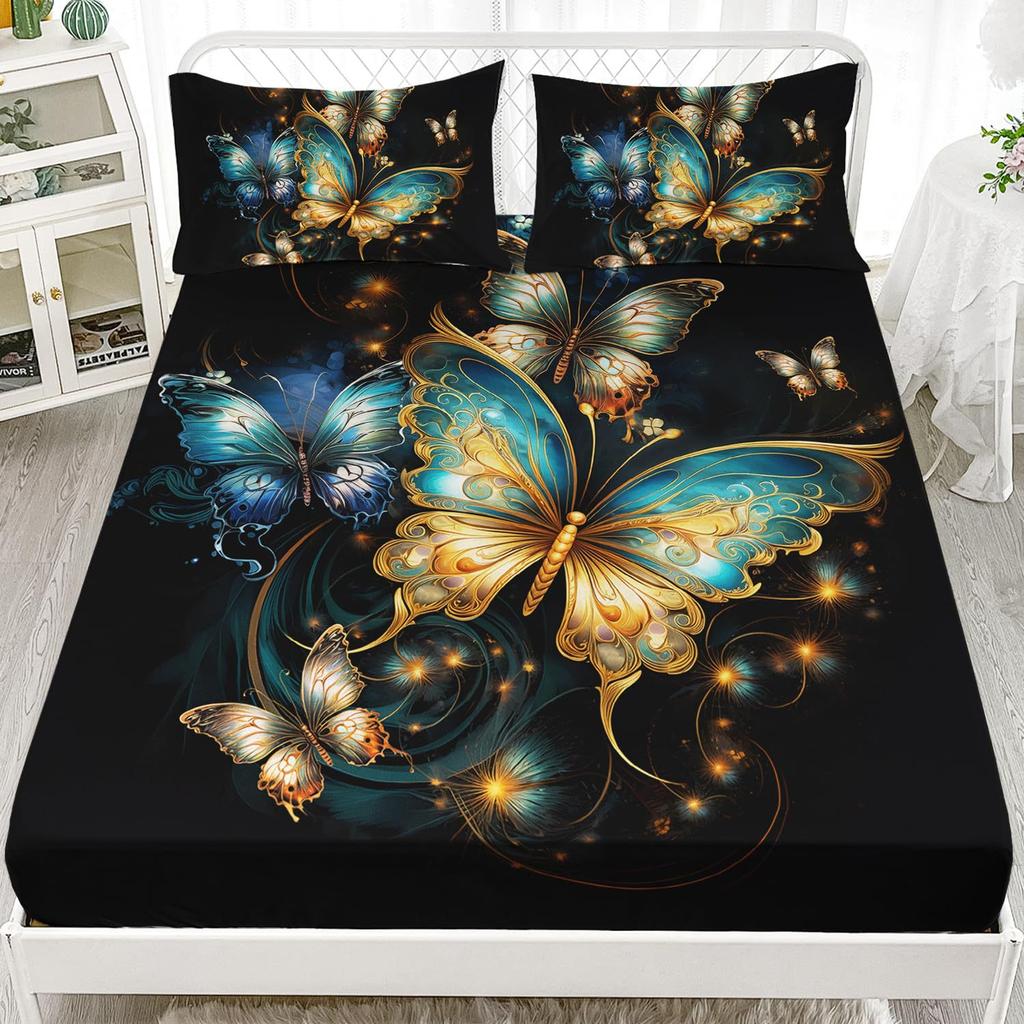 Красивый матрас с узором бабочек, трехпредметный комплект постельного белья с цифровой печатью, для взрослых и детей