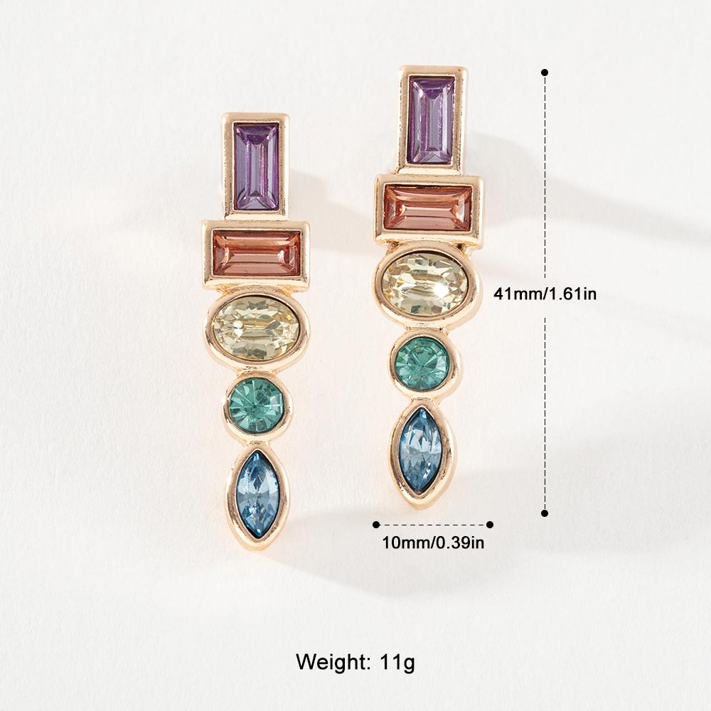 Pinkdudu Personalized Candy Color Geometric Stud Earrings Exaggerated Simple Glass Stone Casual Earring for Women Gifts PD1147