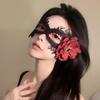 Black Lace Half Face Mask for Girls - Floral Eye Mask for Cosplay, Masquerade, or Halloween Party