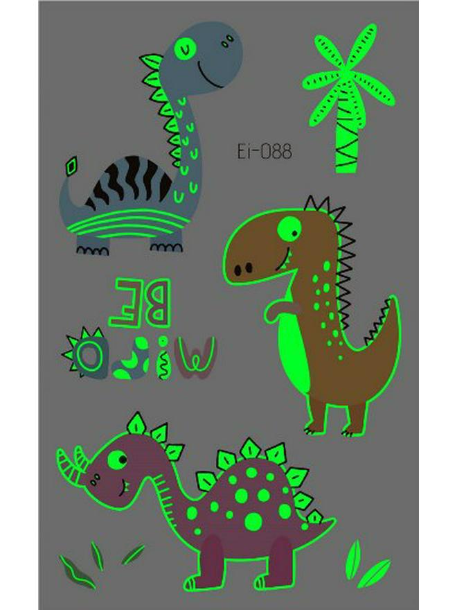 Светящиеся в темноте тату-наклейки динозавров для детей - Веселье для вечеринок и костюмов