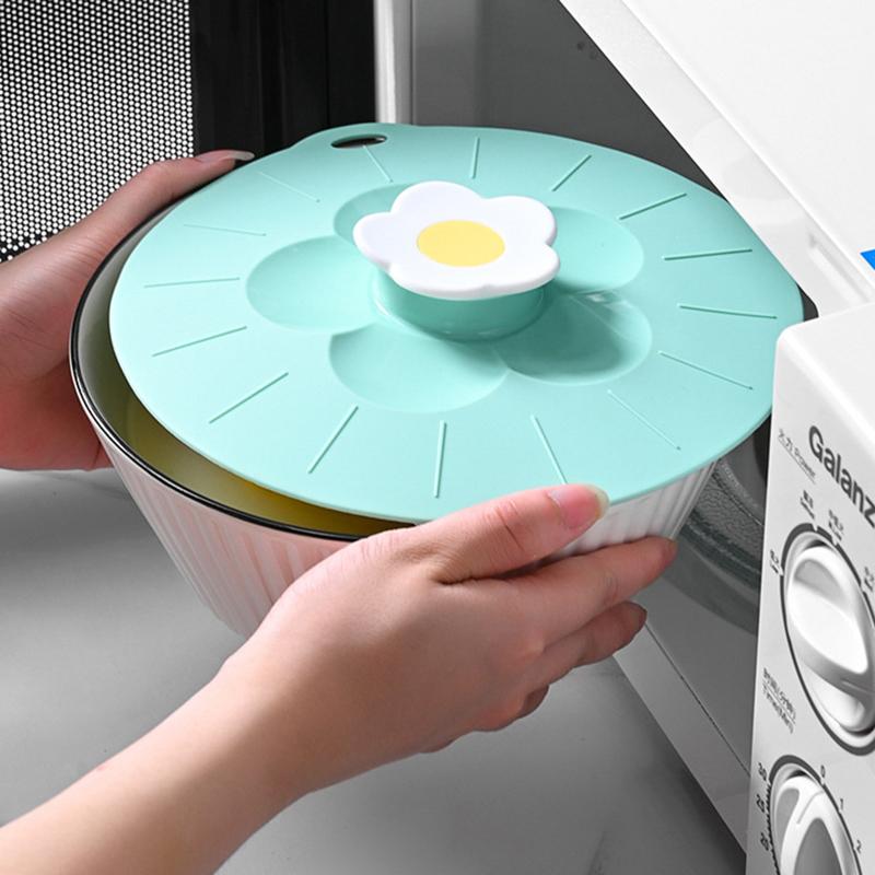 20*20cm Cute Flower Silicone Fresh-keeping Lid Kitchen Round Bowl Lid (No FDA Certificate, BPA Free)