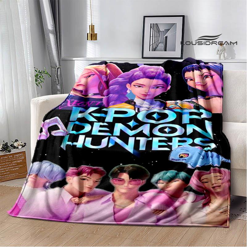 KPop Demon Hunters Cartoon printed blanket Picnic blanket Warm Flannel blankets Home bed linings blankets for beds Birthday Gift