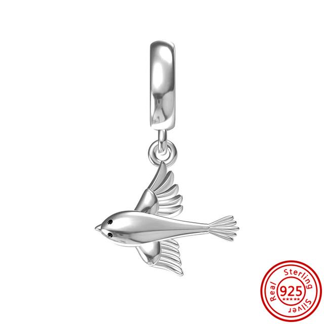 92 Стиль 925 Серебро 925 пробы для мальчиков и девочек Щенок с принтом лапы Сердце Сова Полый кулон Изящная бусина Подходит Подвески Браслет Ювелирные изделия