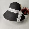 Summer new Internet celebrity straw hat female sunshade sunscreen lace basin hat herringbone knot small fresh bucket hat big eaves