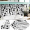 10pcs Black and White Marble Tiles Sticker Kitchen Wardrobe Bathroom Home Decor Self-adhesive Crystal Hard Film Art Wall Decals